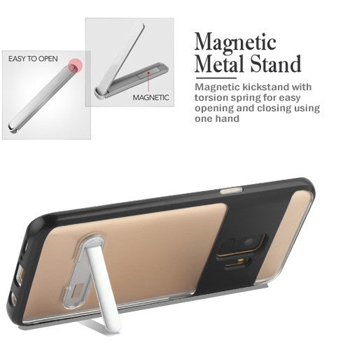 Airium Hybrid Protector Cover (with Magnetic Metal Stand) for Samsung Galaxy S9 - Black / Transparent Clear - NSAMS9HPCSAAS821NP-4.jpg