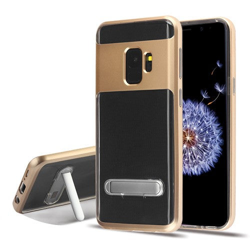Airium Hybrid Protector Cover (with Magnetic Metal Stand) for Samsung Galaxy S9 - Gold / Transparent Clear - NSAMS9HPCSAAS824NP-1.jpg