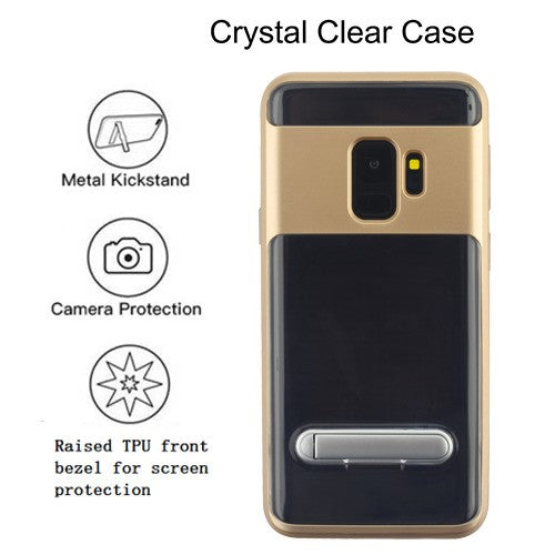 Airium Hybrid Protector Cover (with Magnetic Metal Stand) for Samsung Galaxy S9 - Gold / Transparent Clear - NSAMS9HPCSAAS824NP-3.jpg