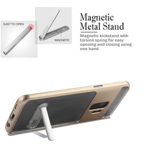 Airium Hybrid Protector Cover (with Magnetic Metal Stand) for Samsung Galaxy S9 - Gold / Transparent Clear - NSAMS9HPCSAAS824NP-4.jpg