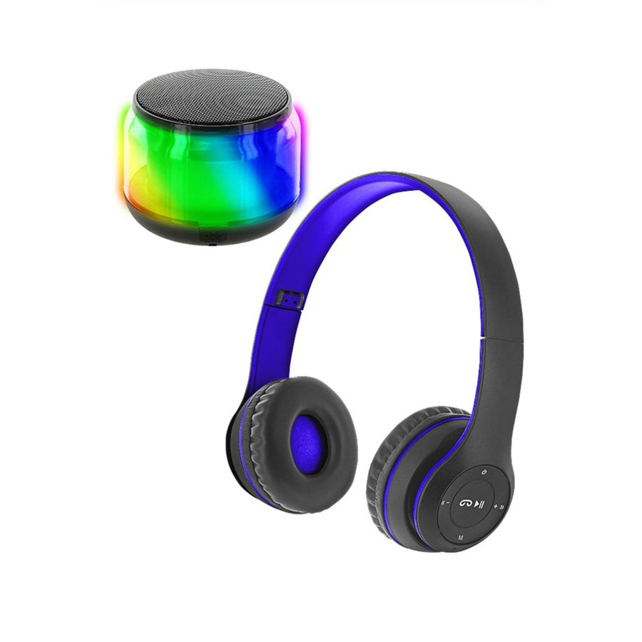 Sentry Light-Up RGB Bluetooth Speaker & Headphones Combo Pack - Blue RGB