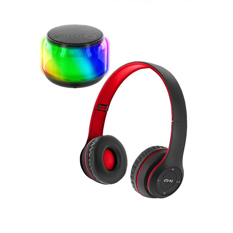 Sentry Light-Up RGB Bluetooth Speaker & Headphones Combo Pack - Red RGB