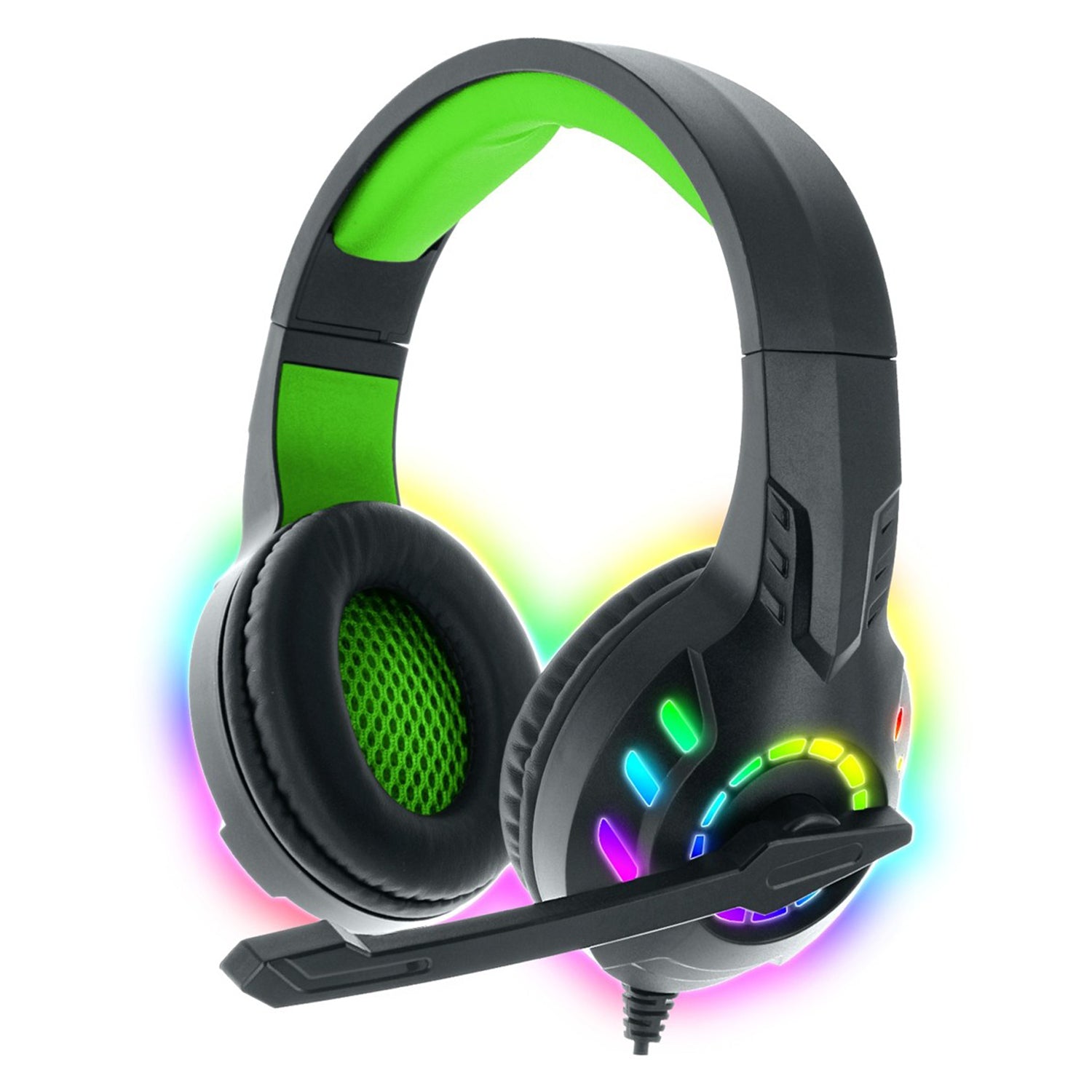 Sentry Light-Up RGB Universal Gaming Headphones - Green RGB