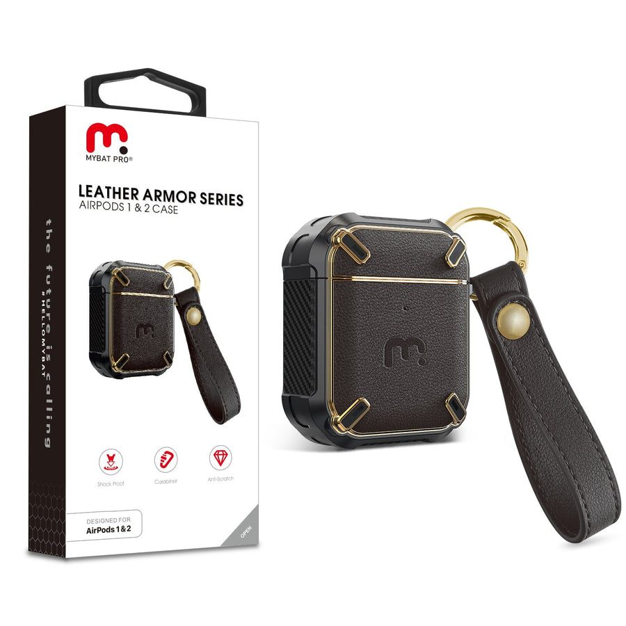 MyBat Pro Leather Armor Series Case for Apple AirPods Gen 1 and Gen 2 - Black