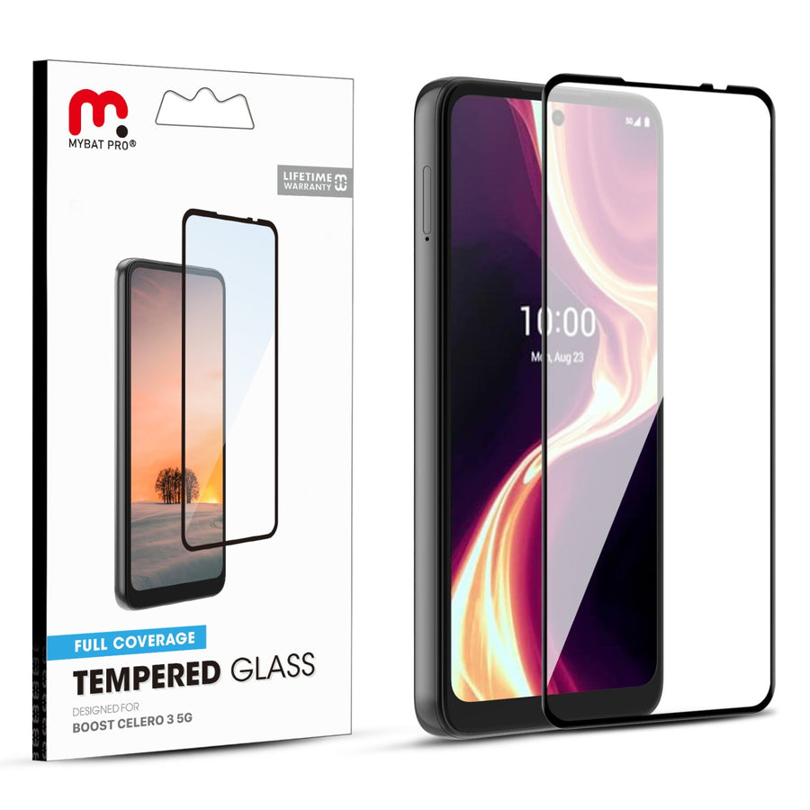 MyBat Pro Full Coverage Tempered Glass Screen Protector for Boost Celero 5G (2024) - Black