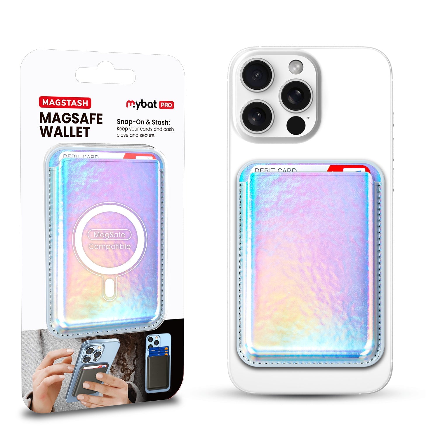 MyBat Pro MagStash MagSafe Wallet - Holographic Chrome