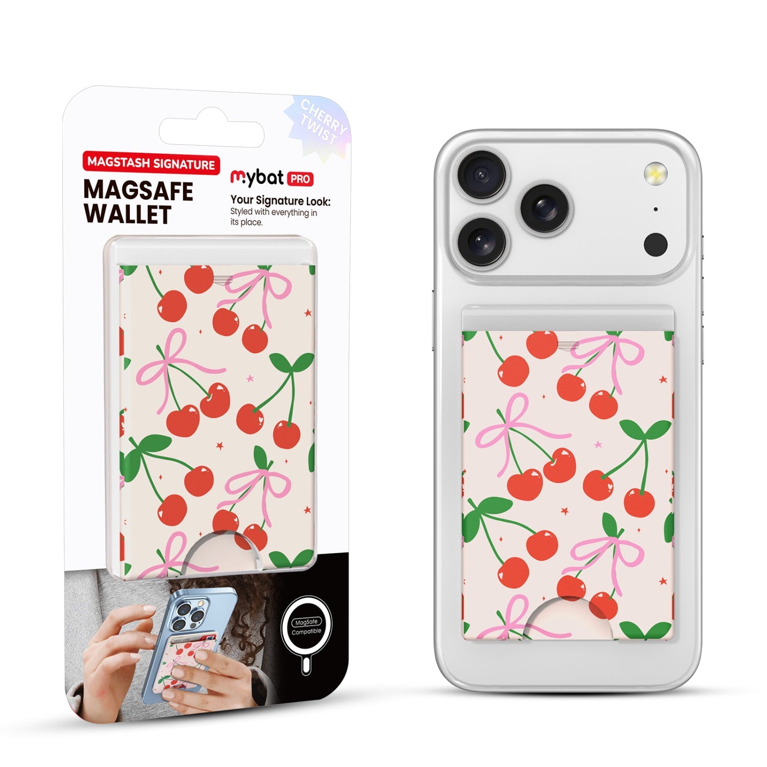 MyBat Pro MagStash Signature MagSafe Wallet - Cherry Twist