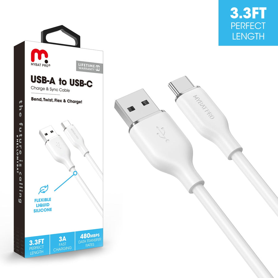 MyBat Pro USB-A to USB-C Liquid Silicone Cable - 3FT - White