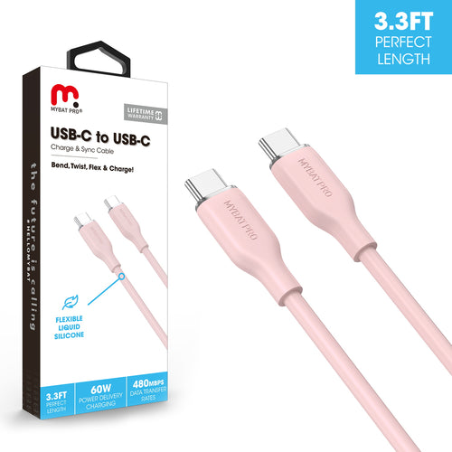 MyBat Pro USB-C to USB-C Liquid Silicone Cable - 3FT - Pink - RCBCCMO07P10-1.jpg