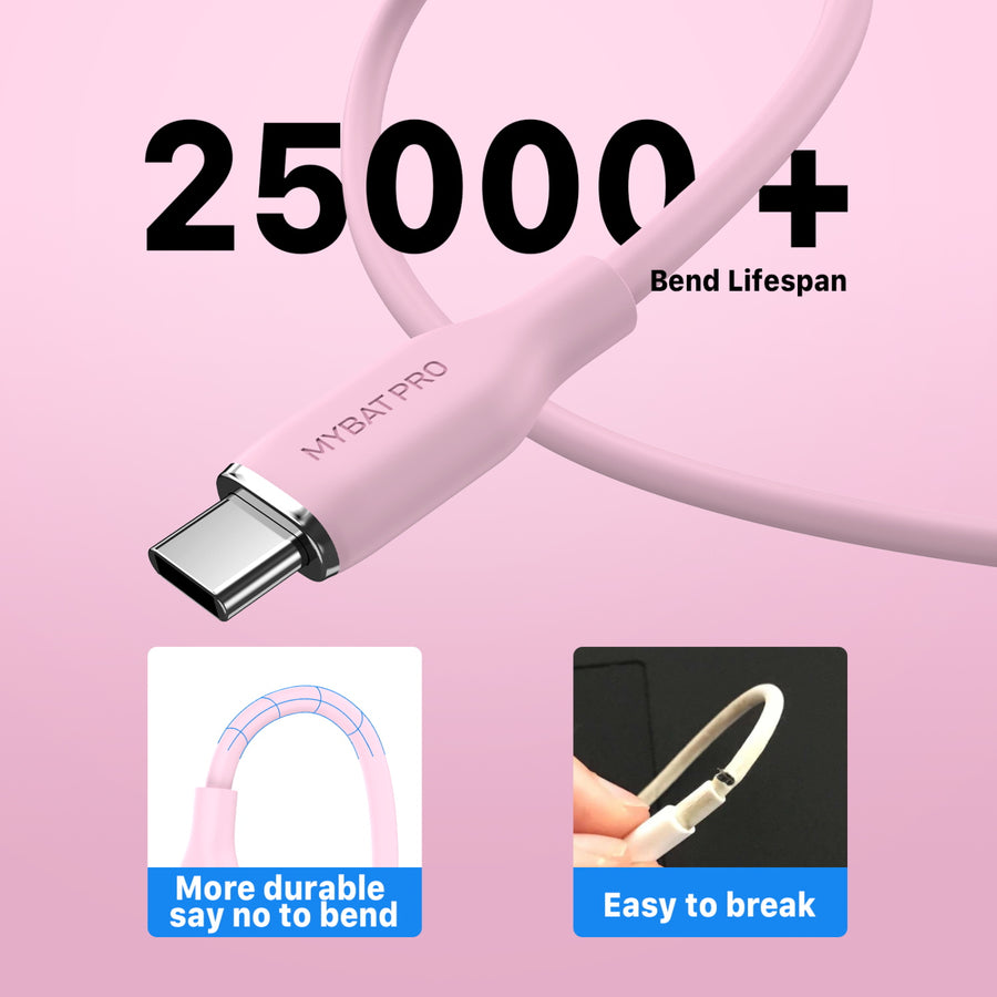 MyBat Pro USB-C to USB-C Liquid Silicone Cable - 3FT - Pink - RCBCCMO07P10-4.jpg