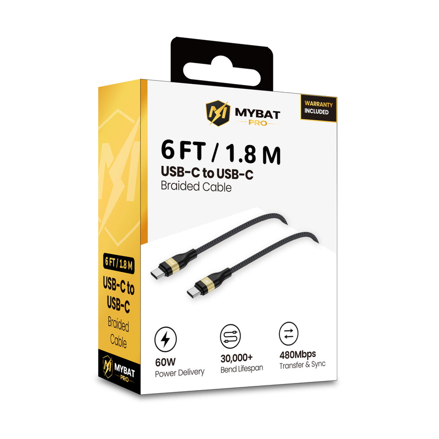 MyBat Pro 240W USB-C to USB-C Braided Charging Cable - 6FT - Black - RCBCCMO20BK18-240-1.JPG