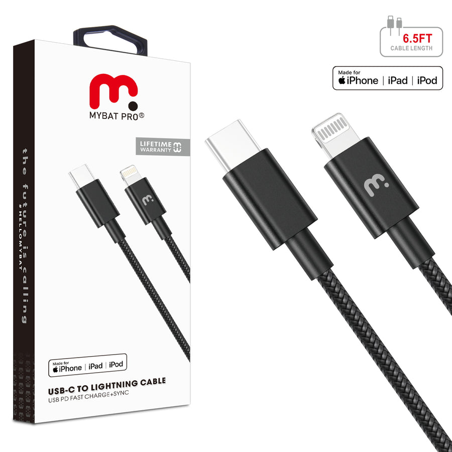 MyBat Pro MFi USB-C to Lightning Sync Cable - 6.5 FT - Black - RCBFLCMO37B20-1.jpg