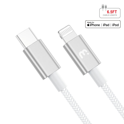 MyBat Pro MFi USB-C to Lightning Sync Cable - 6.5 FT - White - RCBFLCMO37W20-2.jpg