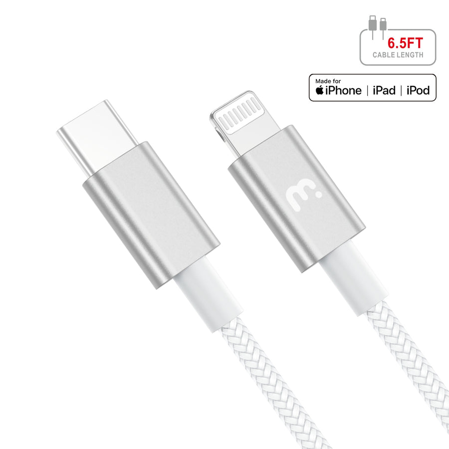 MyBat Pro MFi USB-C to Lightning Sync Cable - 6.5 FT - White - RCBFLCMO37W20-2.jpg