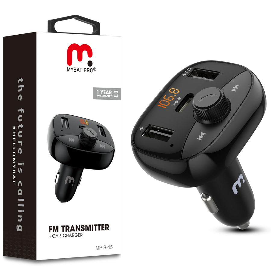 MyBat Pro S-15 FM Transmitter + Car Charger - Black