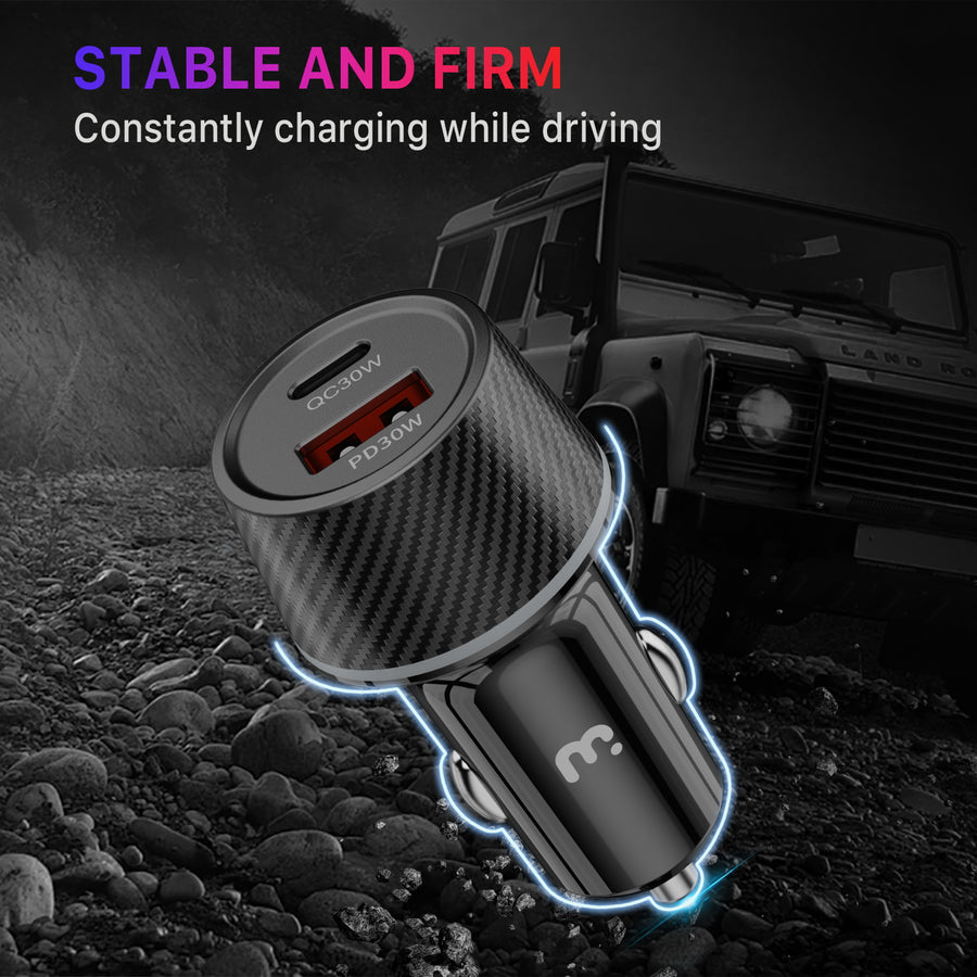 MyBat Pro Fast Charging Power Delivery Dual Port Car Charger (30W) - Black - RCGCARC03B-5.jpg