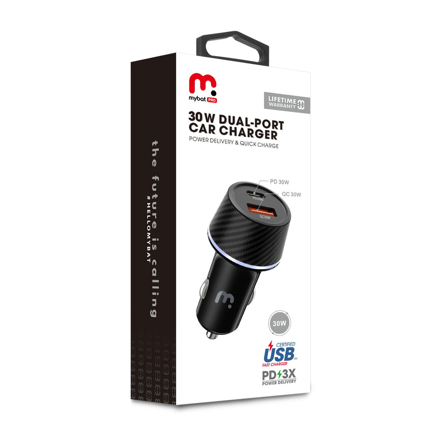 MyBat Pro Fast Charging Power Delivery Dual Port Car Charger (30W) - Black - RCGCARC03B-8.jpg