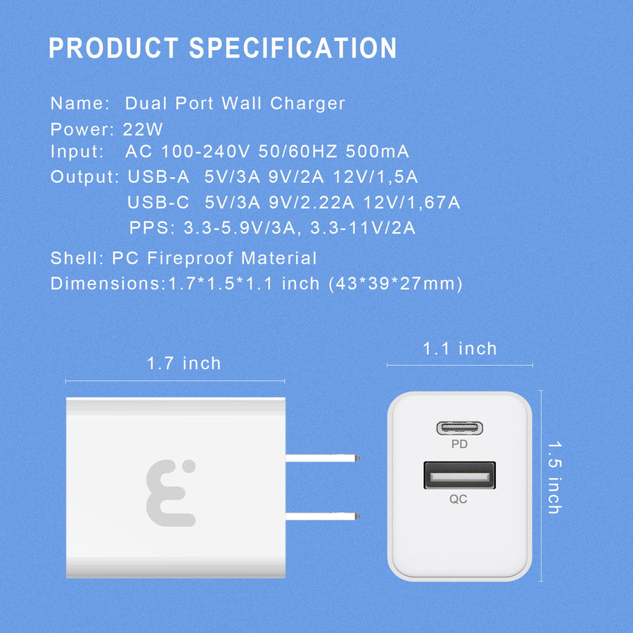 MyBat Pro Dual Port Fast Charging Power Delivery Wall Charger (22W) - White - RCGTRAC06W-9.jpg
