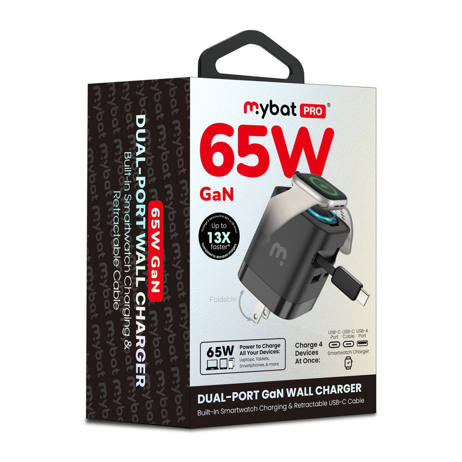 MyBat Pro 65W Dual-Port GaN Wall Charger + Built-In Smartwatch Charging & Retractable USB-C Cable - Black - RCGTRAC41BK-4.jpg