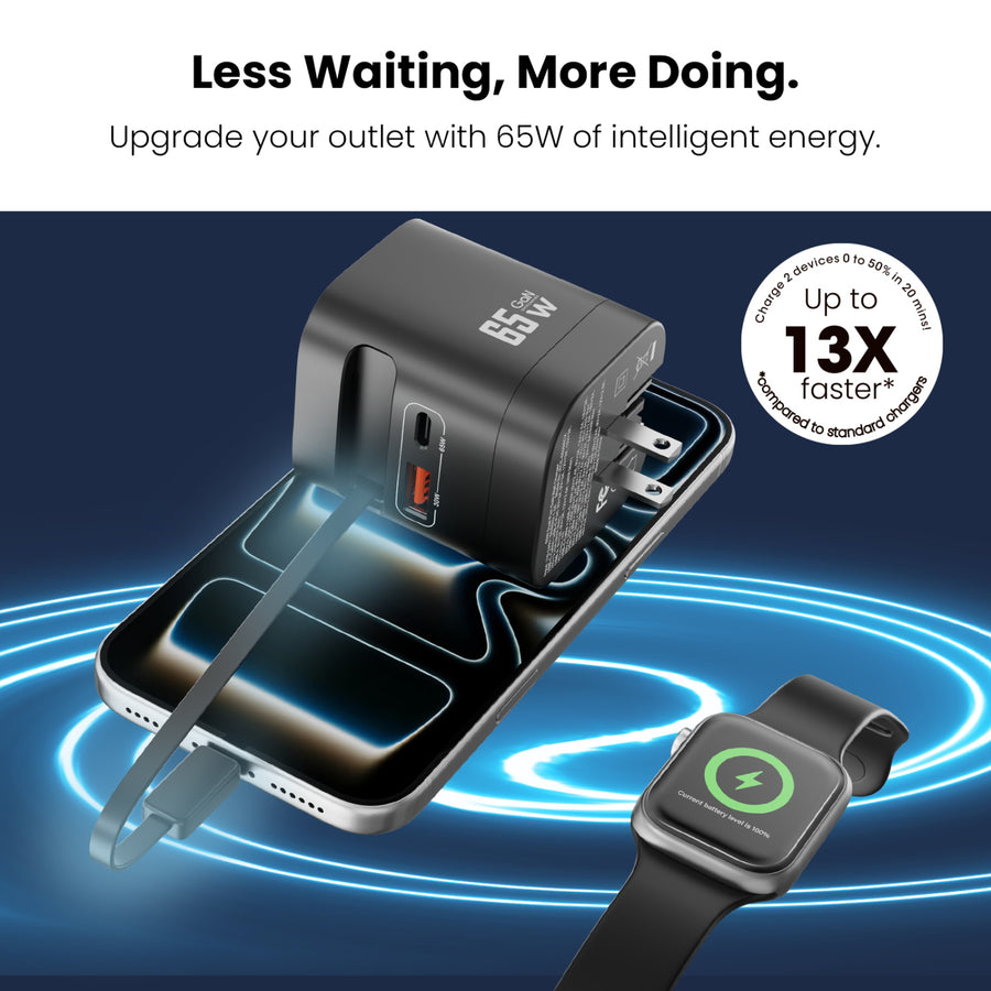 MyBat Pro 65W Dual-Port GaN Wall Charger + Built-In Smartwatch Charging & Retractable USB-C Cable - Black - RCGTRAC41BK-6.jpg