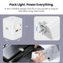 MyBat Pro 65W Dual-Port GaN Wall Charger + Built-In Smartwatch Charging & Retractable USB-C Cable - White