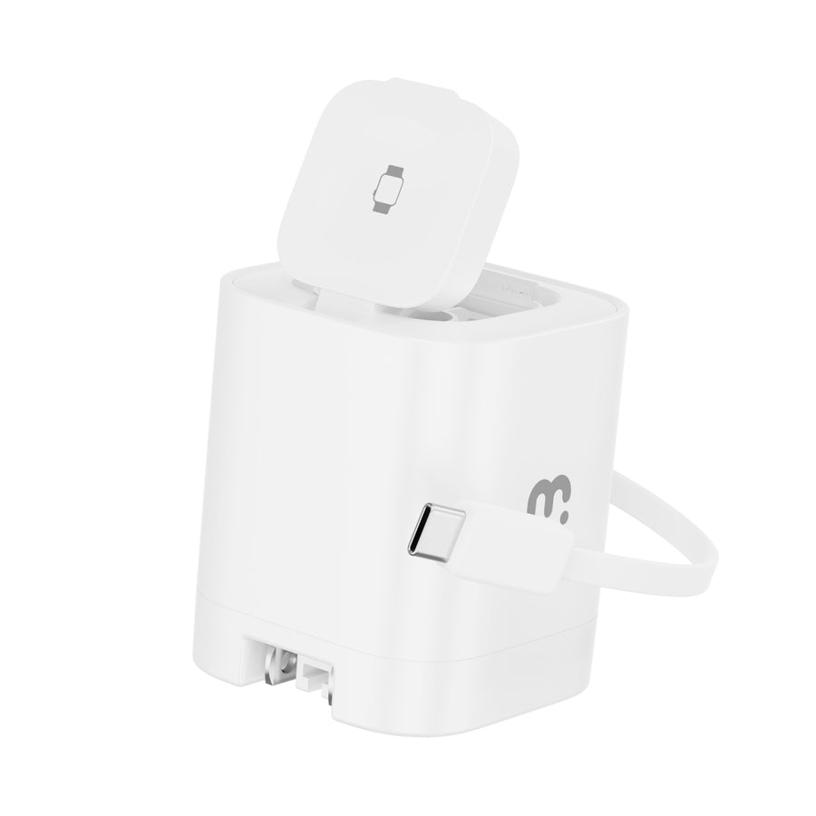 MyBat Pro 65W Dual-Port GaN Wall Charger + Built-In Smartwatch Charging & Retractable USB-C Cable - White - RCGTRAC41PW-3.jpg