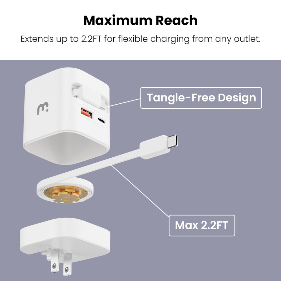 MyBat Pro 65W Dual-Port GaN Wall Charger + Built-In Smartwatch Charging & Retractable USB-C Cable - White - RCGTRAC41PW-8.jpg