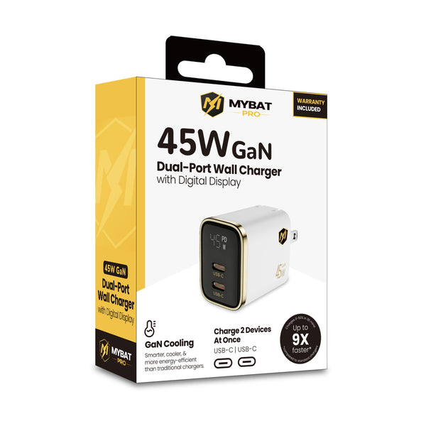 MyBat Pro 45W Dual-Port Digital Display GaN Wall Charger - White - RCGTRAC61PW-1.JPG