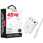 MyBat Pro 45W 3-Port Wall Charger w/ USB-C to USB-C Cable - White