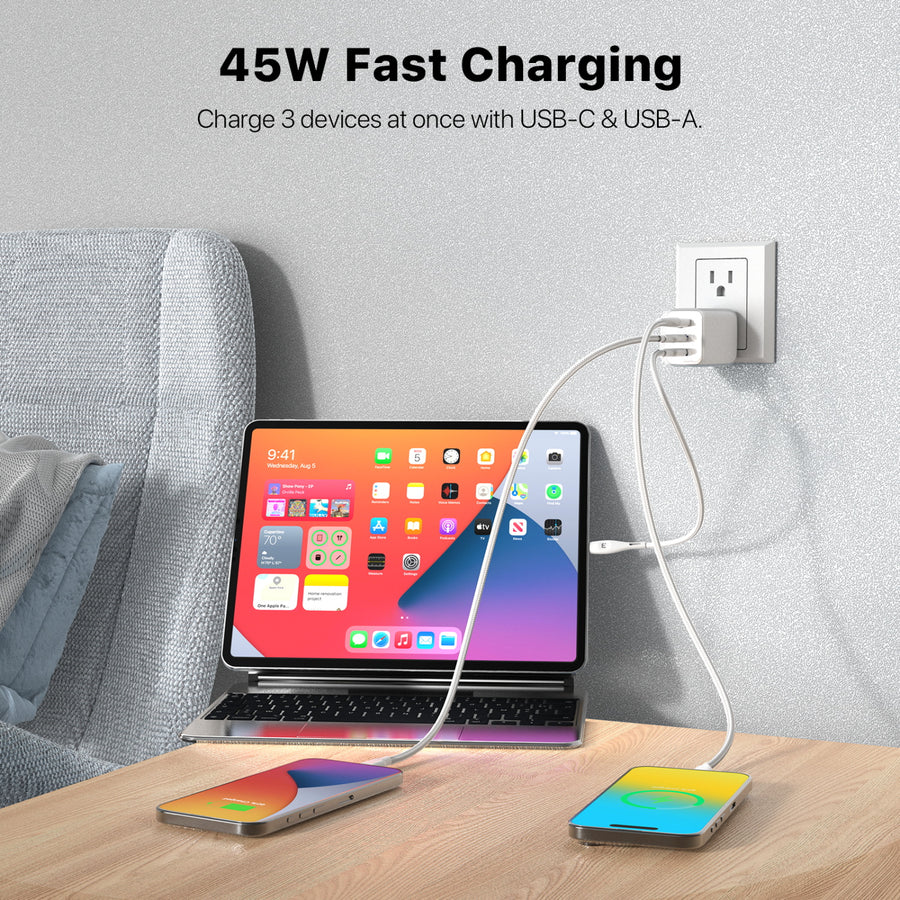 MyBat Pro 45W 3-Port Wall Charger w/ USB-C to USB-C Cable - White - RCGTRACCMO12PW-5.jpg