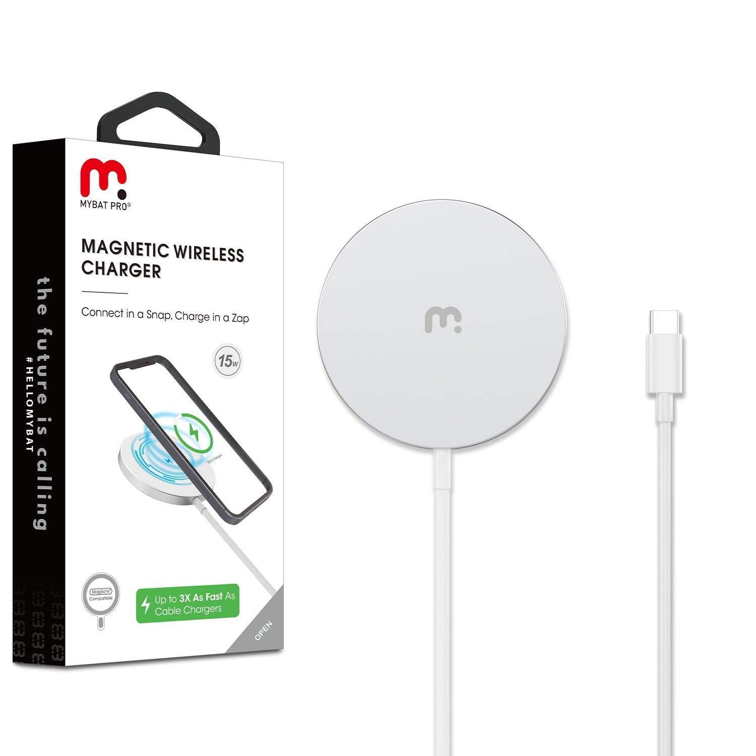 MyBat Pro Magnetic Wireless Charger for iPhone 14 / 15 / 16 /17  Series - Silver
