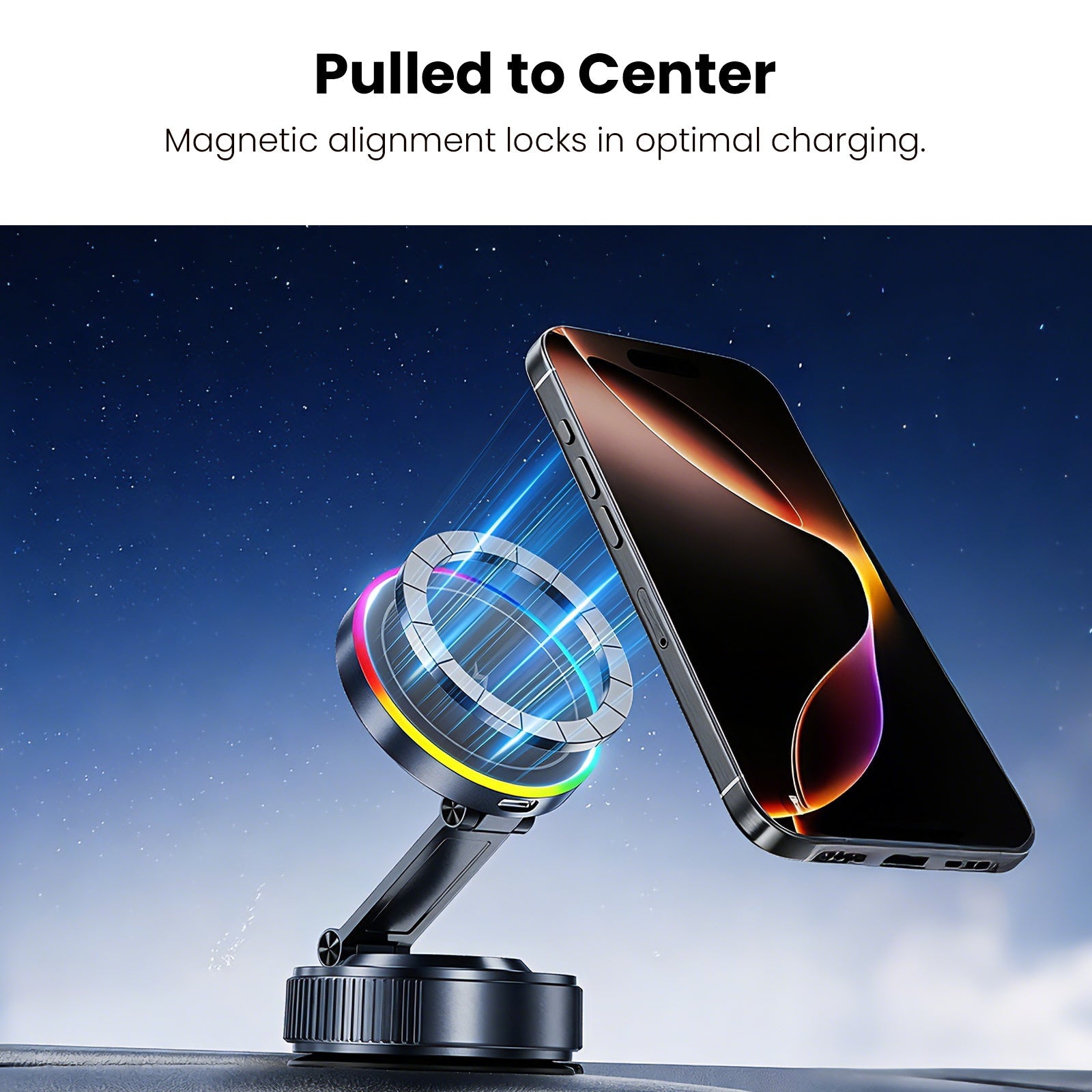 MyBat Pro PowerVac Wireless Charging Magnetic Vacuum Suction Phone Mount - Black