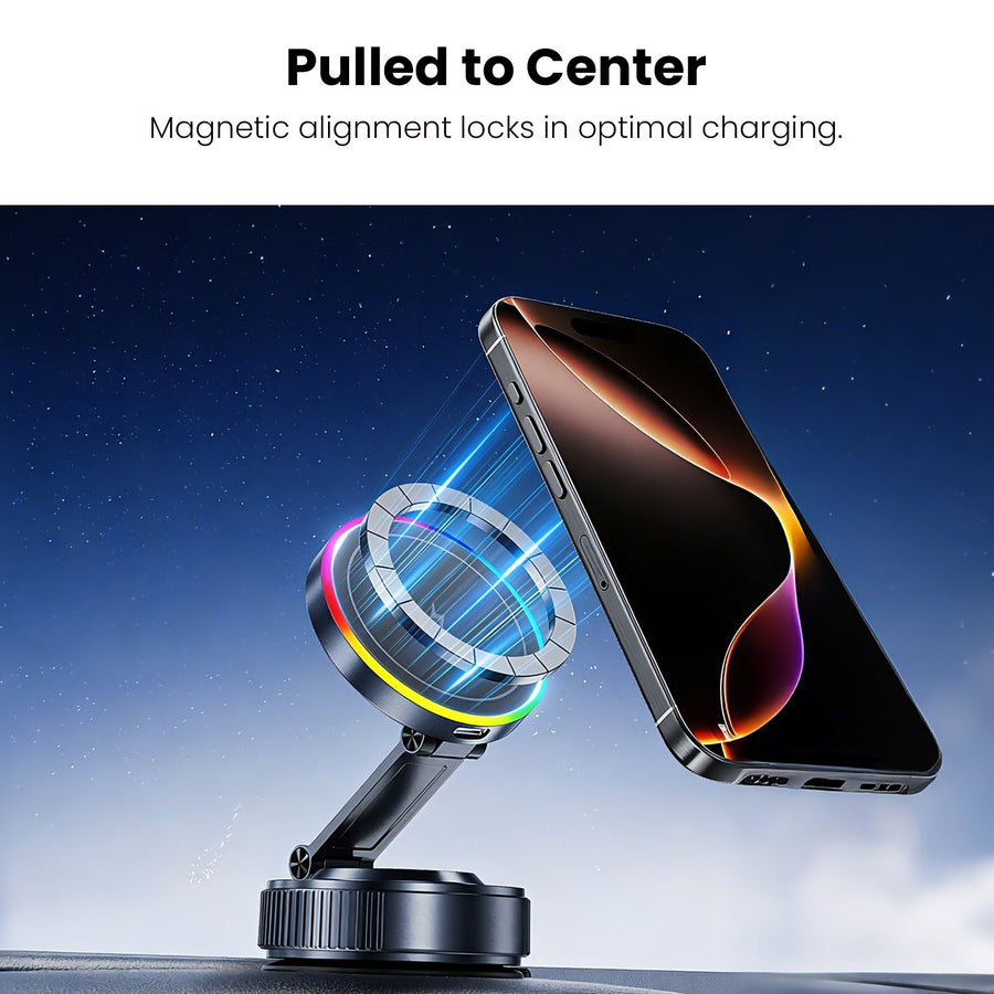 MyBat Pro PowerVac Wireless Charging Magnetic Vacuum Suction Phone Mount - Black