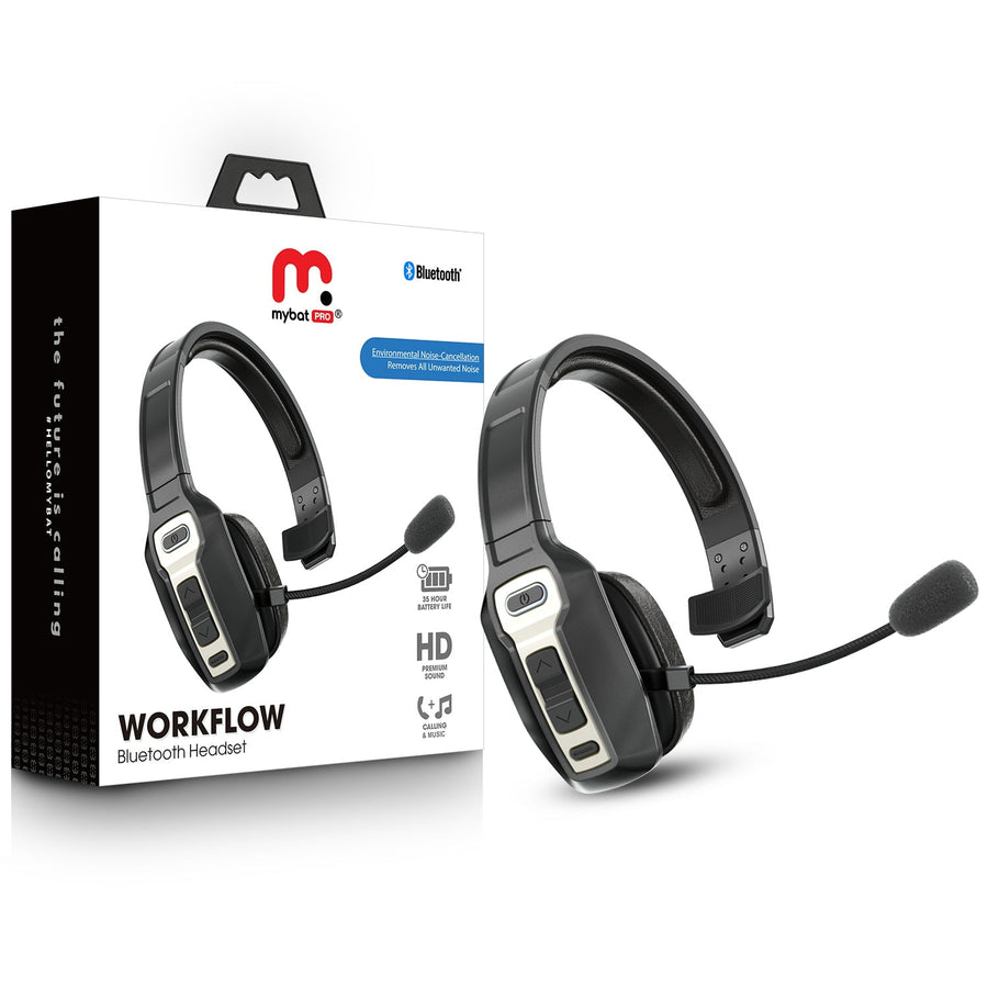 MyBat Pro WorkFlow Wireless Headset with Noise Cancelling Microphone - Black