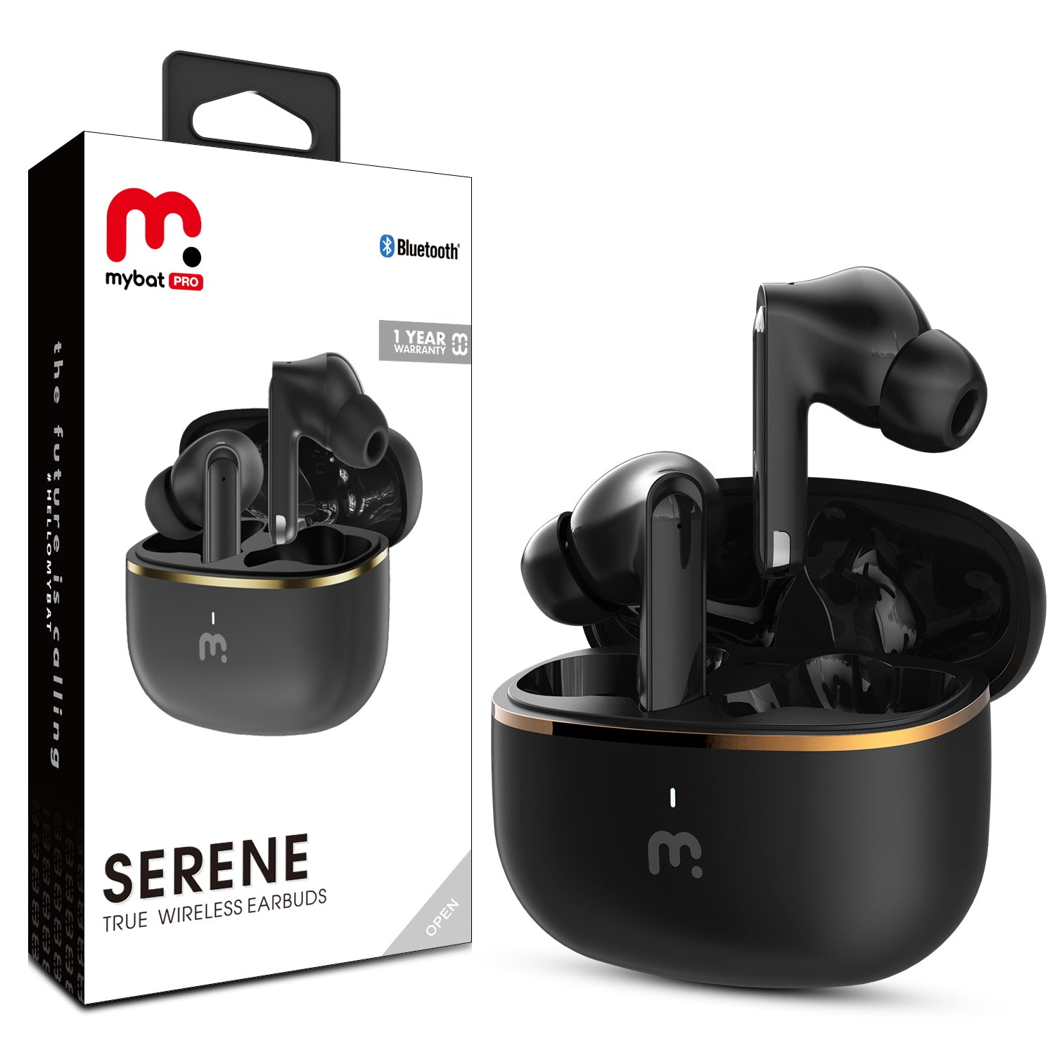 MyBat Pro Serene True Wireless Earbuds with Charging Case - Black