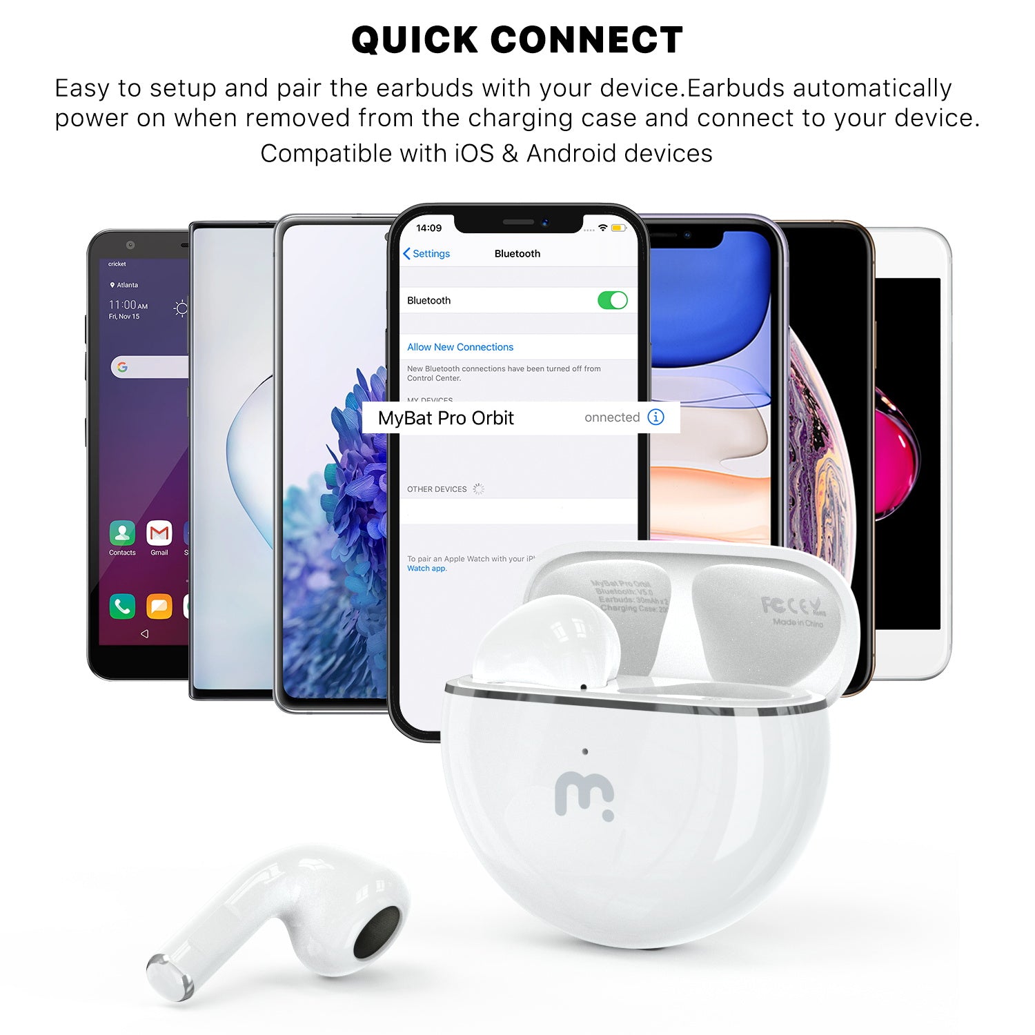 MyBat Pro Orbit True Wireless Earbuds with Charging Case - White - RFHSBTST092-3.jpg