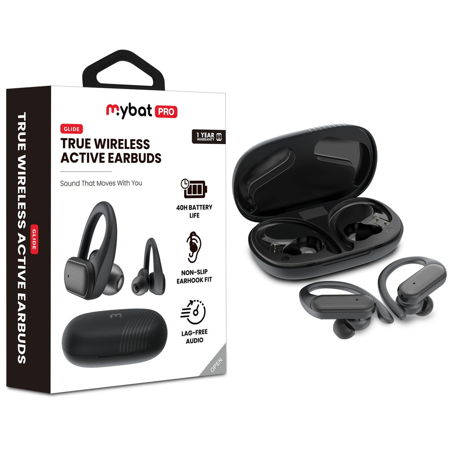 MyBat Pro Glide True Wireless Earhooks Earbuds with Charging Case - Black - RFHSBTST161-1.jpg