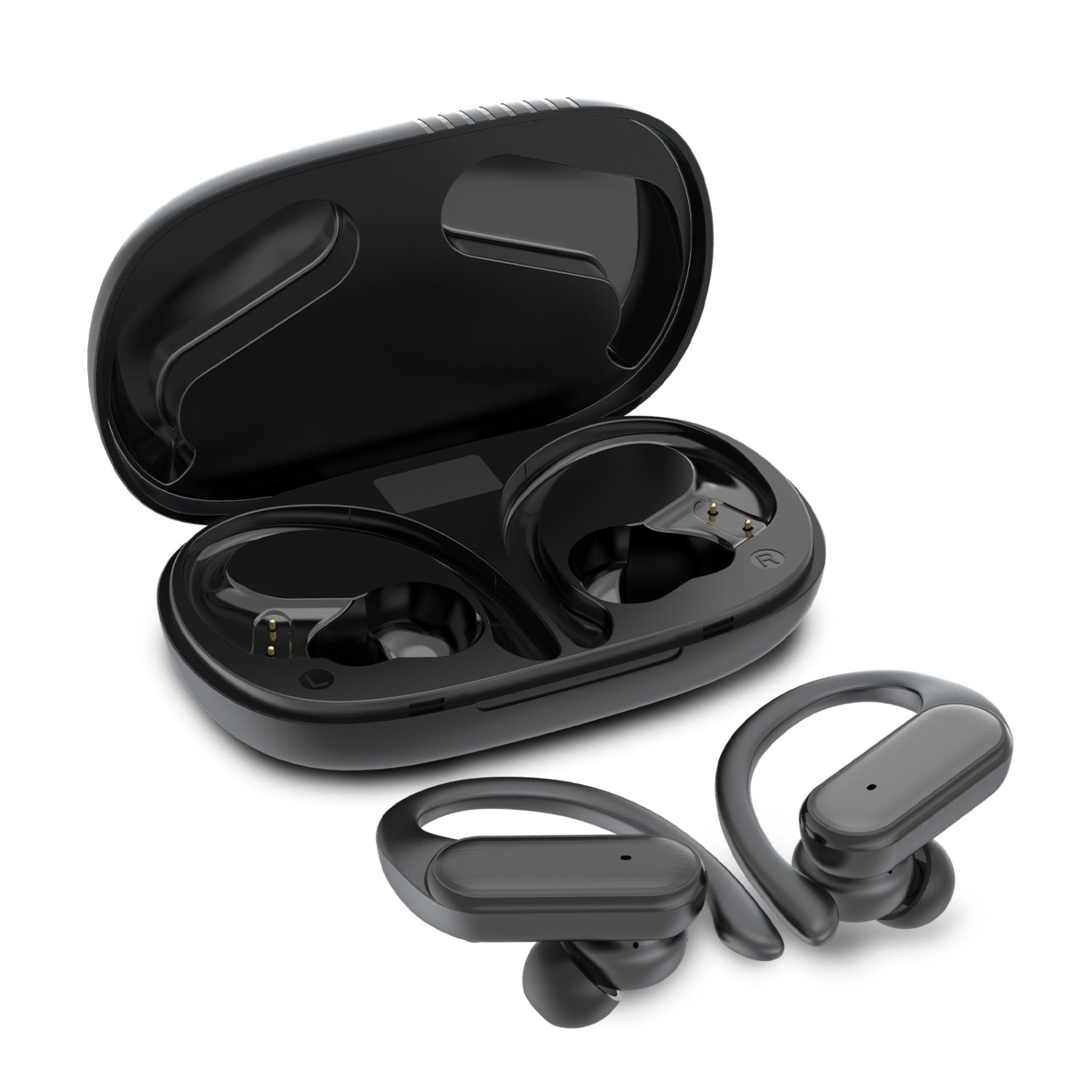 MyBat Pro Glide True Wireless Earhooks Earbuds with Charging Case - Black - RFHSBTST161-2.jpg