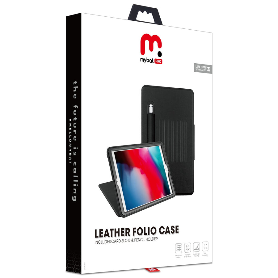 MyBat Pro Leather Folio Series Tablet Case for Apple iPad 10.2 (2021) - Black