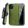 MyBat Pro Antimicrobial Maverick Series Case with Holster and Tempered Glass for Apple iPhone 12 / 12 Pro (6.1) - Army Green / Black - RIP12PCS3NXS004-1.JPG