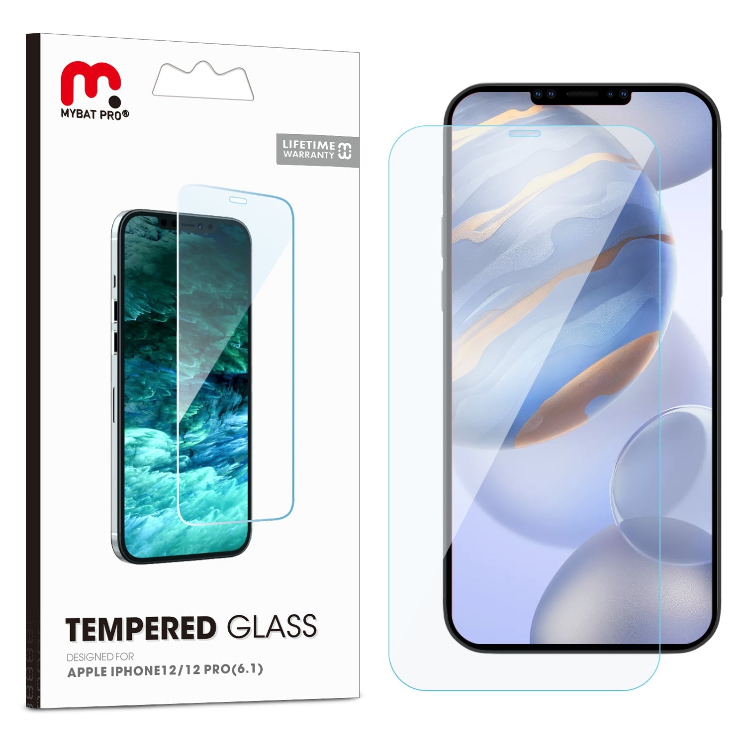 MyBat Pro  Tempered Glass Screen Protector for Apple iPhone 12 Pro (6.1) / iPhone 12 (6.1) - Clear