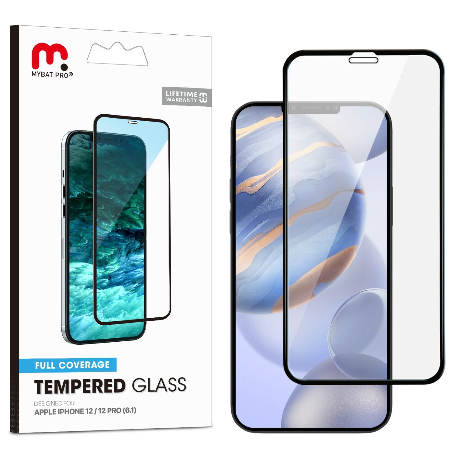 MyBat Pro Full Coverage Tempered Glass Screen Protector for Apple iPhone 12 Pro (6.1) / iPhone 12 (6.1) - Clear