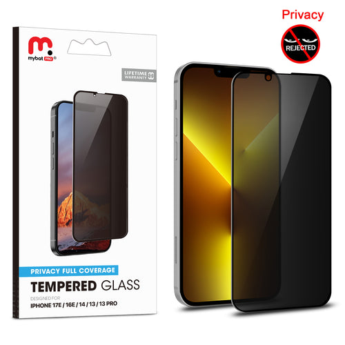 MyBat Pro Privacy Full Coverage Tempered Glass Screen Protector for Apple iPhone 17e / 16e / 14 / 13 Pro / 13 - Black - RIP13PSCF111.JPG