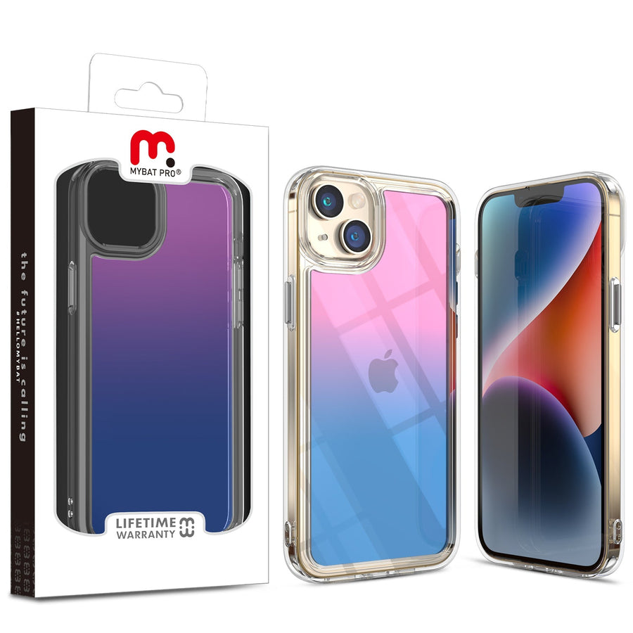 MyBat Pro Radiant Series ombre gradient Gummy Case for Apple iPhone 17e / 16e / 14 / 13 - Rose to Dark Blue Gradient