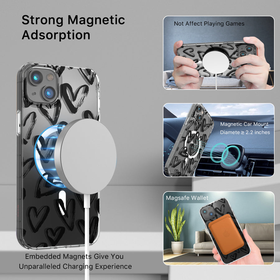 MyBat Pro Mood Series MagSafe Case for Apple iPhone 17e / 16e / 14 / 13 - Black Hearts - RIP14CSFSSM503-5.jpg