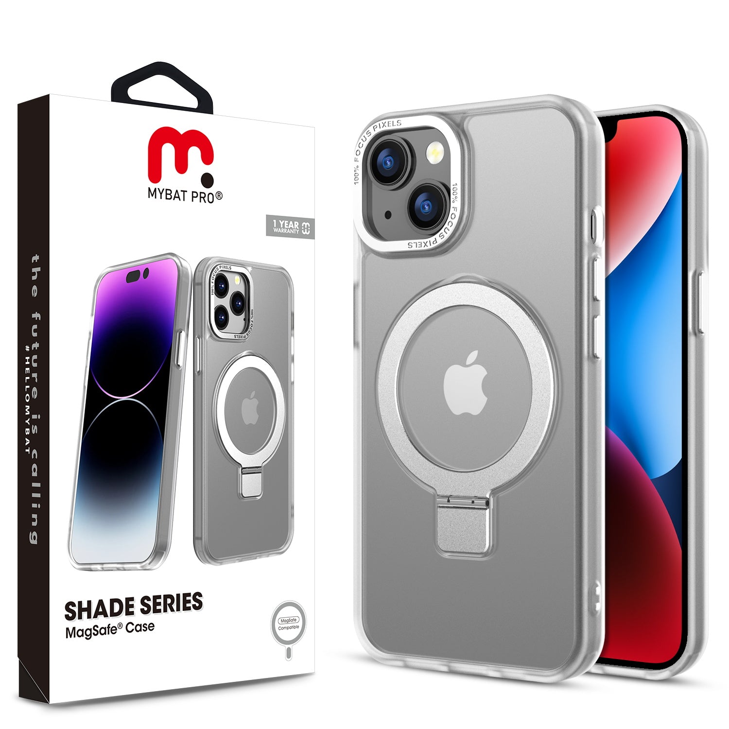 MyBat Pro Shade Series Case w/ MagSafe Ring Stand for Apple iPhone 17e / 16e / 14 / 13 - White