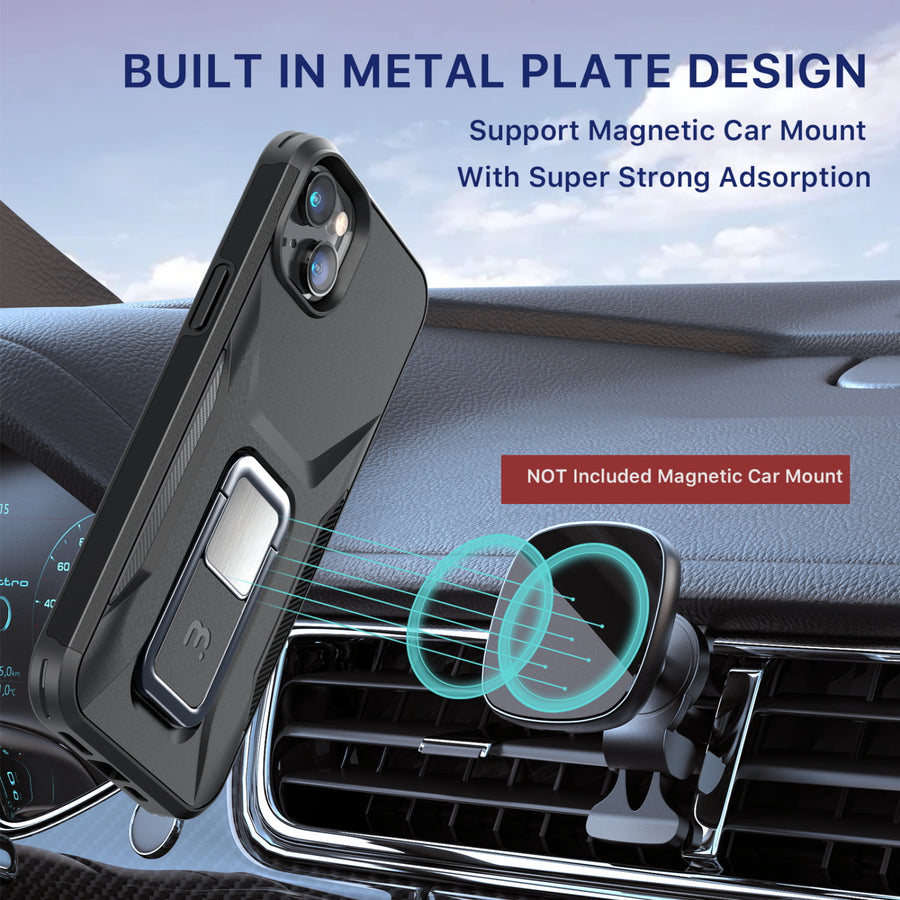 MyBat Pro Antimicrobial Stealth Series (with Stand) for Apple iPhone 17e / 16e / 14 / 13 - Black / Black - RIP14CSSTSS001-4.jpg