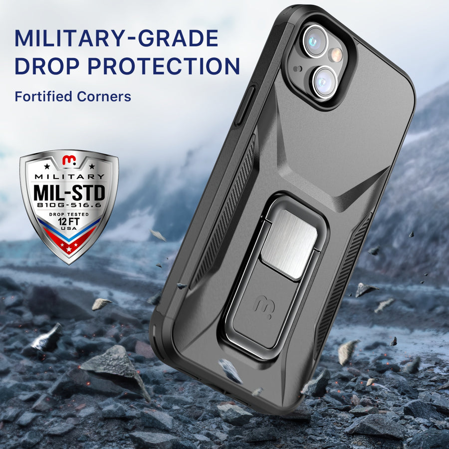 MyBat Pro Antimicrobial Stealth Series (with Stand) for Apple iPhone 17e / 16e / 14 / 13 - Black / Black - RIP14CSSTSS001-5.jpg