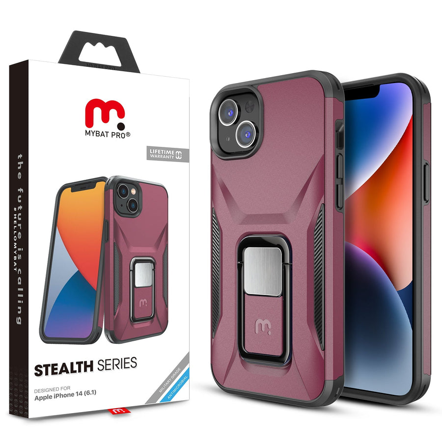 MyBat Pro Antimicrobial Stealth Series (with Stand) for Apple iPhone 17e / 16e / 14 / 13 - Plum / Black