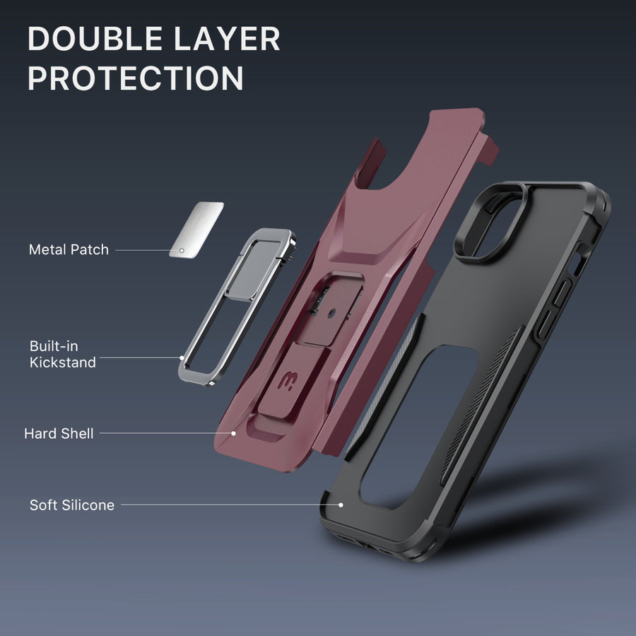 MyBat Pro Antimicrobial Stealth Series (with Stand) for Apple iPhone 17e / 16e / 14 / 13 - Plum / Black - RIP14CSSTSS003-3.jpg